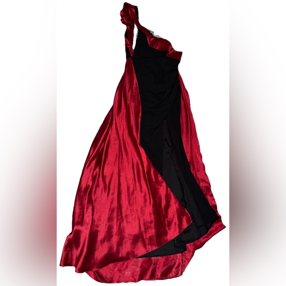 Smilprince Asymmetrical Neck High Slit FloorLength Gown Burgundy Size XL 12 - 14 - Picture 10 of 16